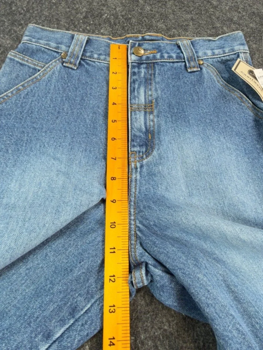 VTG John Deere Carpenter Shorts Boys 12 Denim Utility Workwear Jorts NOS NWT